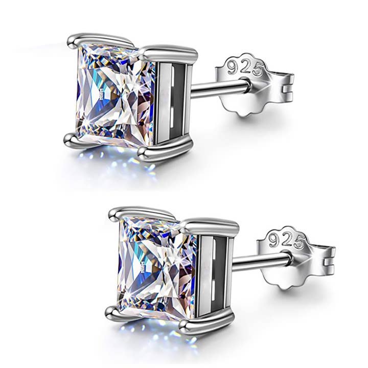 Sephla - Wholesale Stud/Post Earrings - .925 Sterling Silver CZ Diamond Square Stud Earring