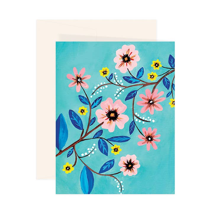 Paige & Willow - Wholesale Everyday Greeting Card - Turquoise Floral Card0
