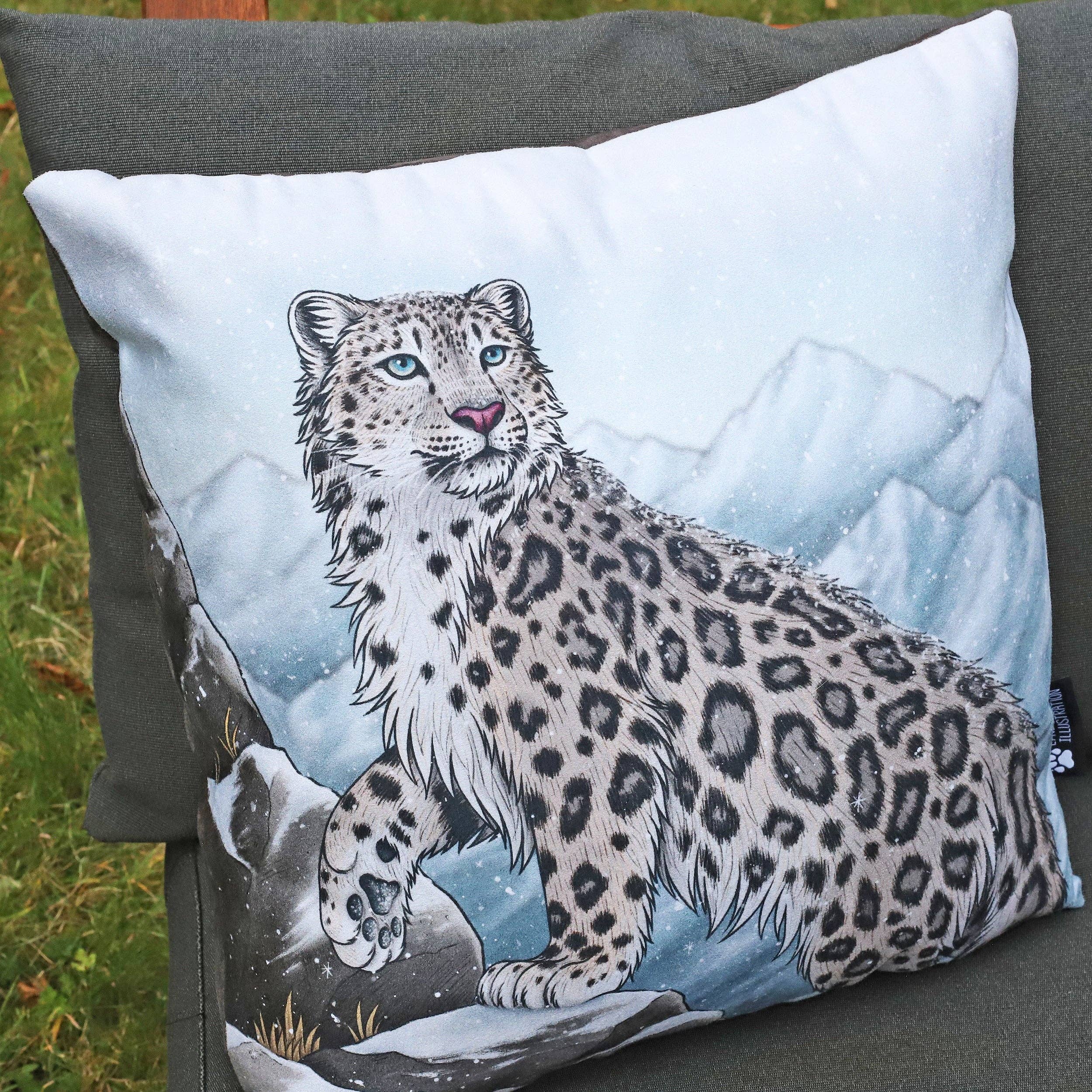 Lyndsey Green Illustration – wholesale Throw pillow cover – Snow Leopard Cushion Cover Only1