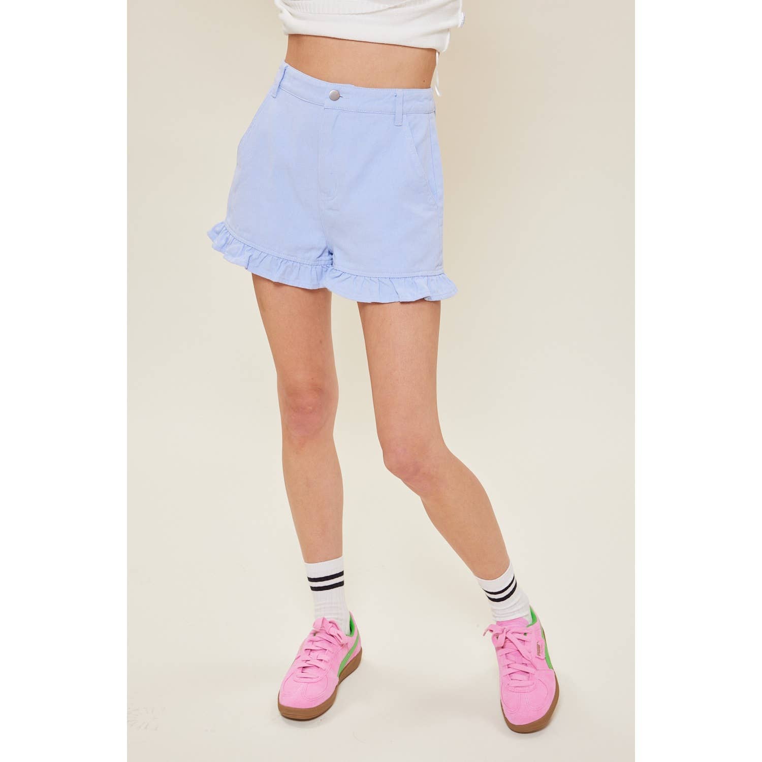 idem ditto – wholesale Shorts – Women’s – RUFFLED HEM COTTON SHORTS WITH POCKETS11