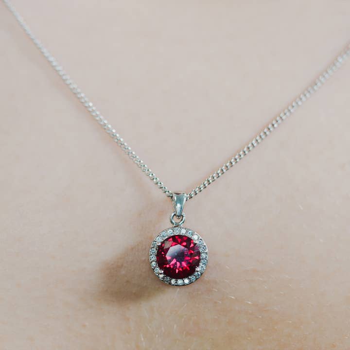 Ruby Halo Pendant for wholesale by Buckley London