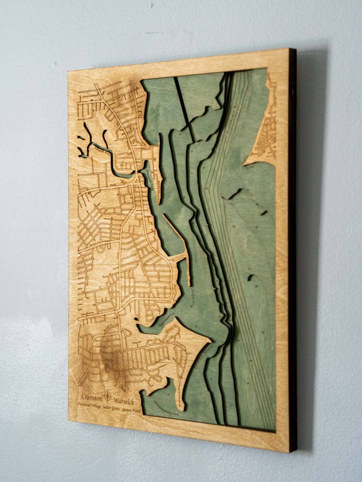 Cranston/ Warwick - Tabella del legno per la vendita all'ingrosso da parte di Coastal Carve Engravings