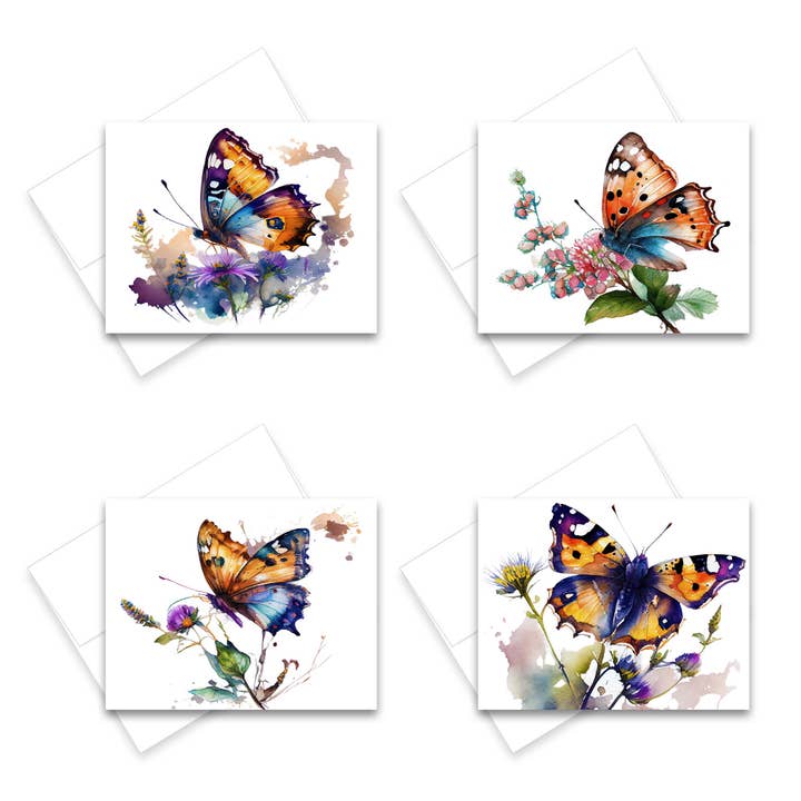 Cartes papillons assorties, lot de 4 - Cartes pour toutes les occasions pour la vente par Aria Rae