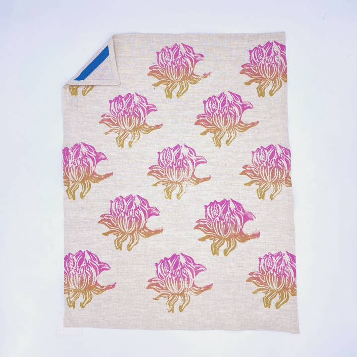 -Linen Tea Towels Lotus in Miami Vice for wholesale by Tulusa