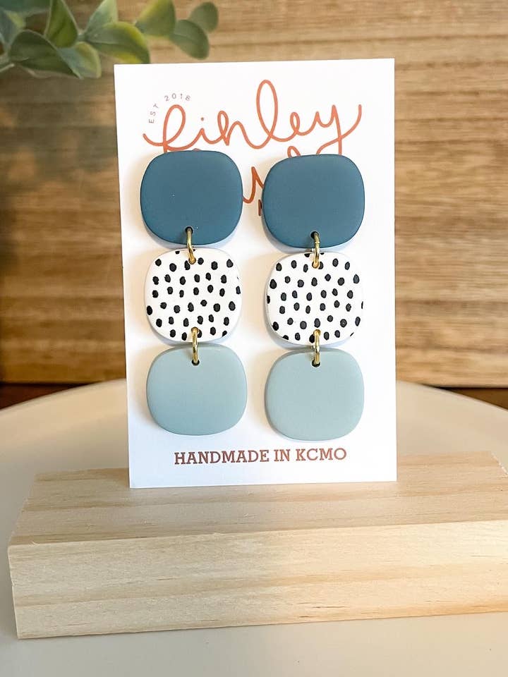 Handmade Polymer Clay Earrings | Unique Gifts for Her | Hypoallergenic Dangles | Triple Baker Polka Dot for wholesale by Finley River | Trendy Polymer Clay Earrings | Hypoallergenic