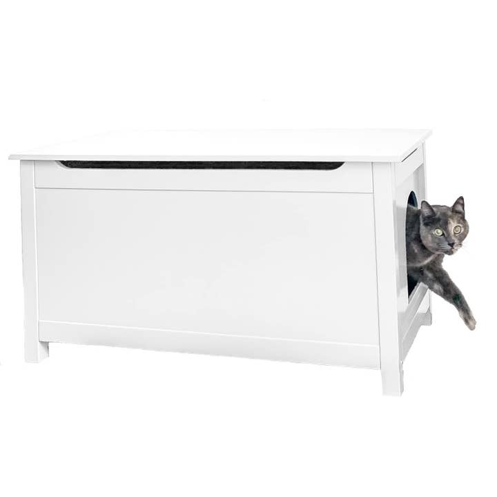 Designer Pet Products, LLC - Venta al por mayor Arenero para gatos - Arenero para Gatos con Cerramiento - A Prueba de Perros - Caja Blanca para Gatos, Estiloso