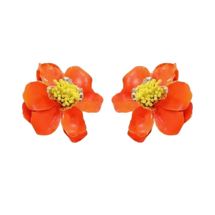 LINNY CO - Wholesale Dangle Earrings - Blossom Statement Earrings - Orange0