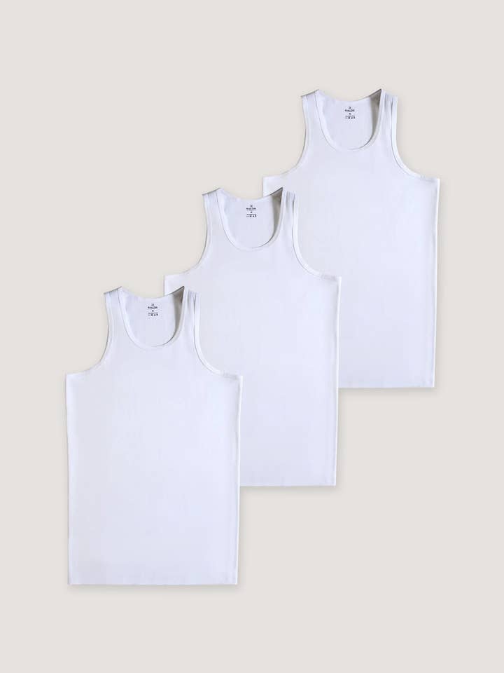 Brian Oak Limited – wholesale Tank top – Men's – 3 Pack White Sleeveless Vests