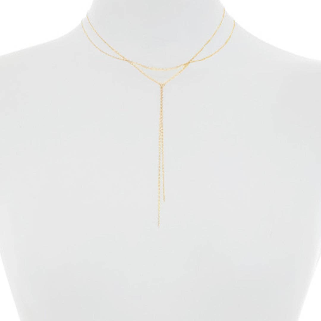 Adornia - Wholesale Y-Neck/Lariat Necklace - Layered Y Necklace silver gold3