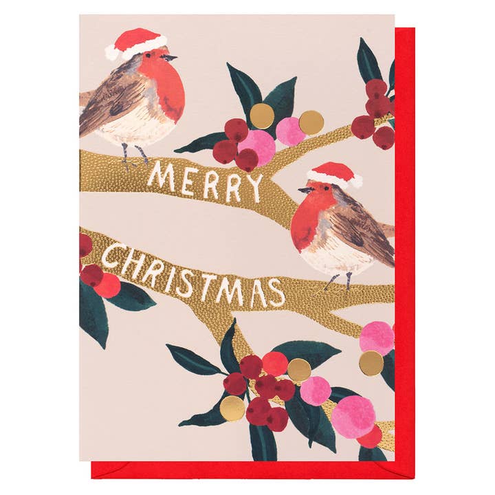 Merry Christmas Robins | Holiday Card | Seasonal Cards
for wholesale by Louise Tiler