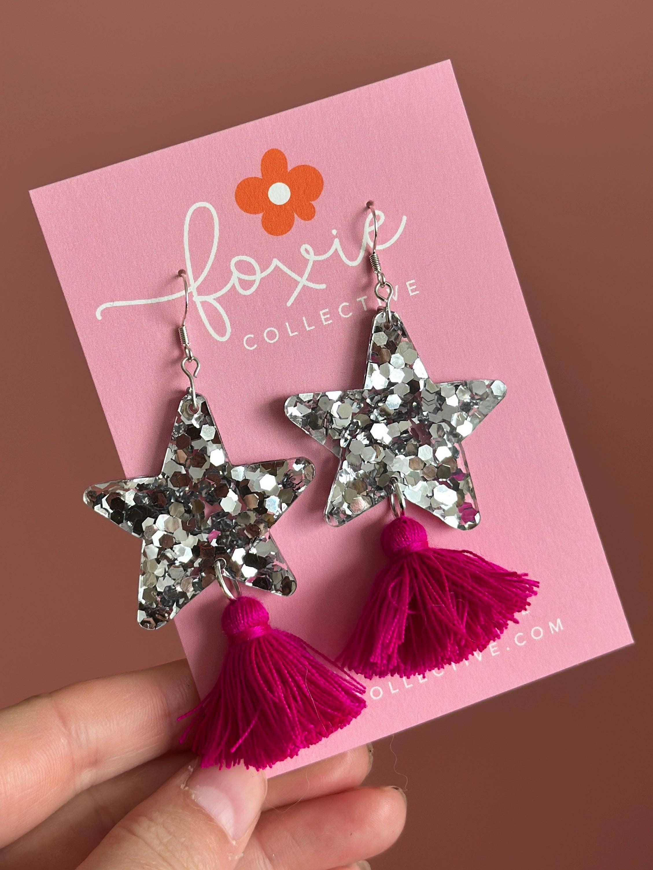 Foxie Collective - Wholesale Dangle Earrings - Custom Star Dust Dangles | Silver or Gold | Select Tassel Colour | WHOLESALE8