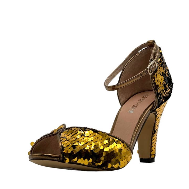 Lola Gold Peeptoe Abendschuh mit Absatz für den Großhandel von Chelsea Crew