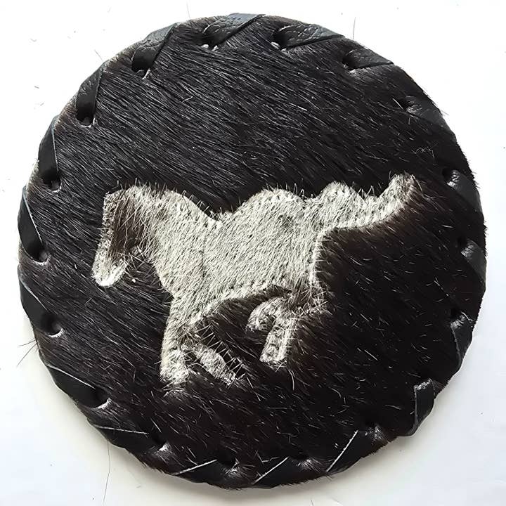 Ranchers Closet - Wholesale Coasters - 4 Large Cowhide Hair-on Coaster - Stallion Western Decor 5