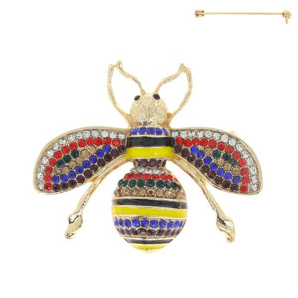 anbfashion - Wholesale Brooch - RHINESTONE PAVE ENAMEL BUMBLEBEE BROOCH PIN P73267
