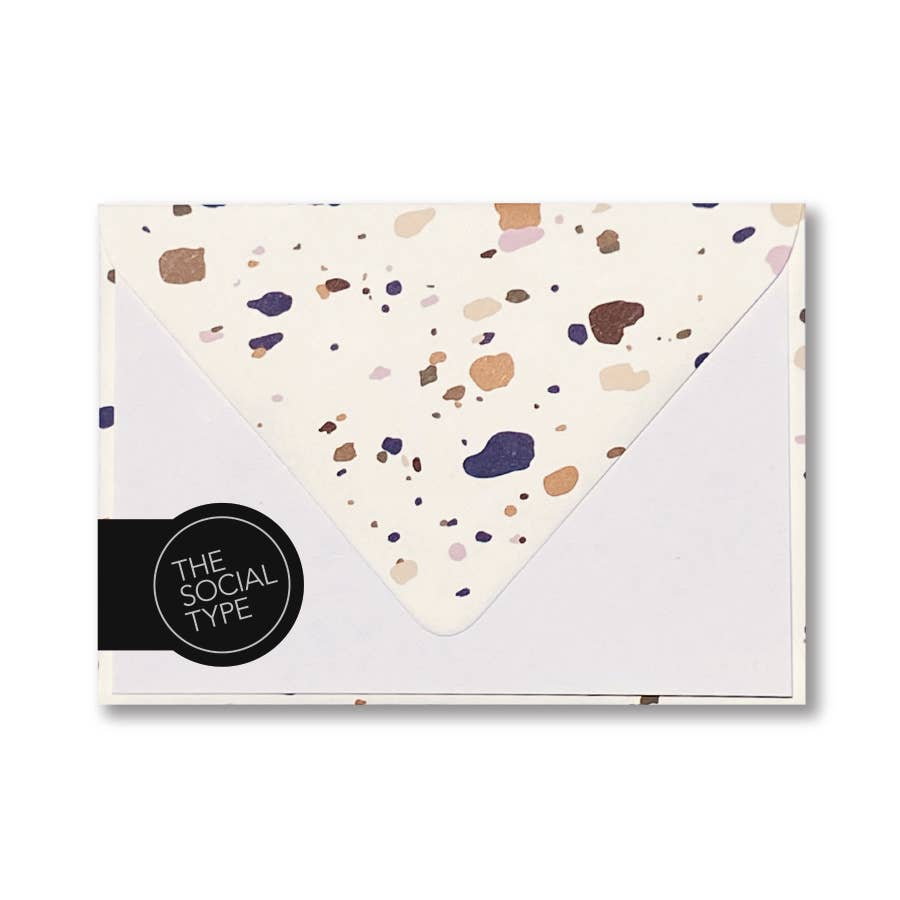 The Social Type – wholesale Stationery/notecard set – Terrazzo Petite Patterned Envelope Note Set