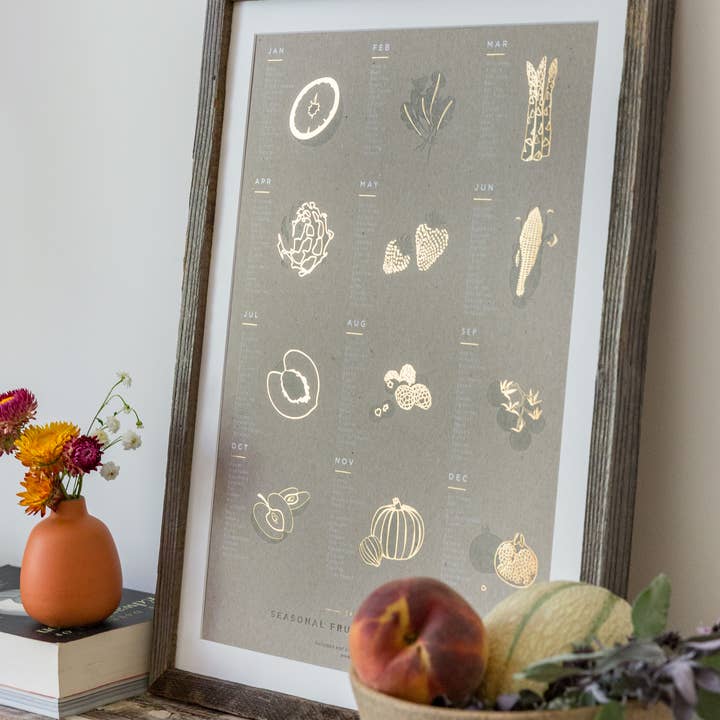 Young America Creative - Wholesale Art Print - Fruit and Vegetable Foil Pressed Print - Chipboard