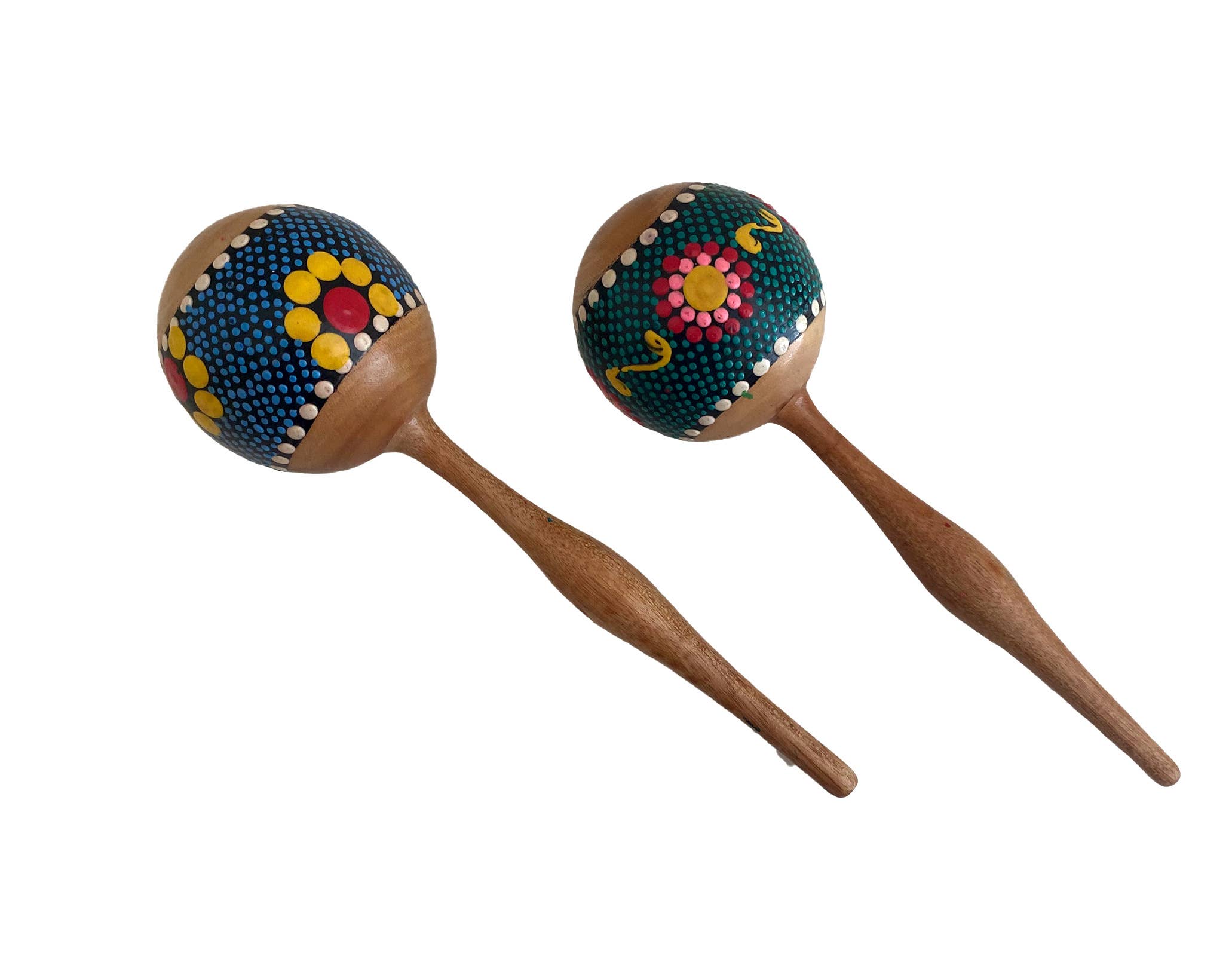 OMA - Eclectic Home - Wholesale Musical Toy - Kids & Baby - Hand Painted Maracas Wood Shaker Rattle - Set Of 2 4