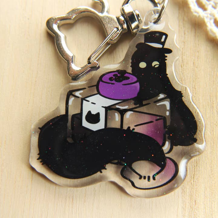 Dapper Cat Dice - Wholesale Keychain – Unisex - Brush Buddy with Ink Pot Pride Charms4