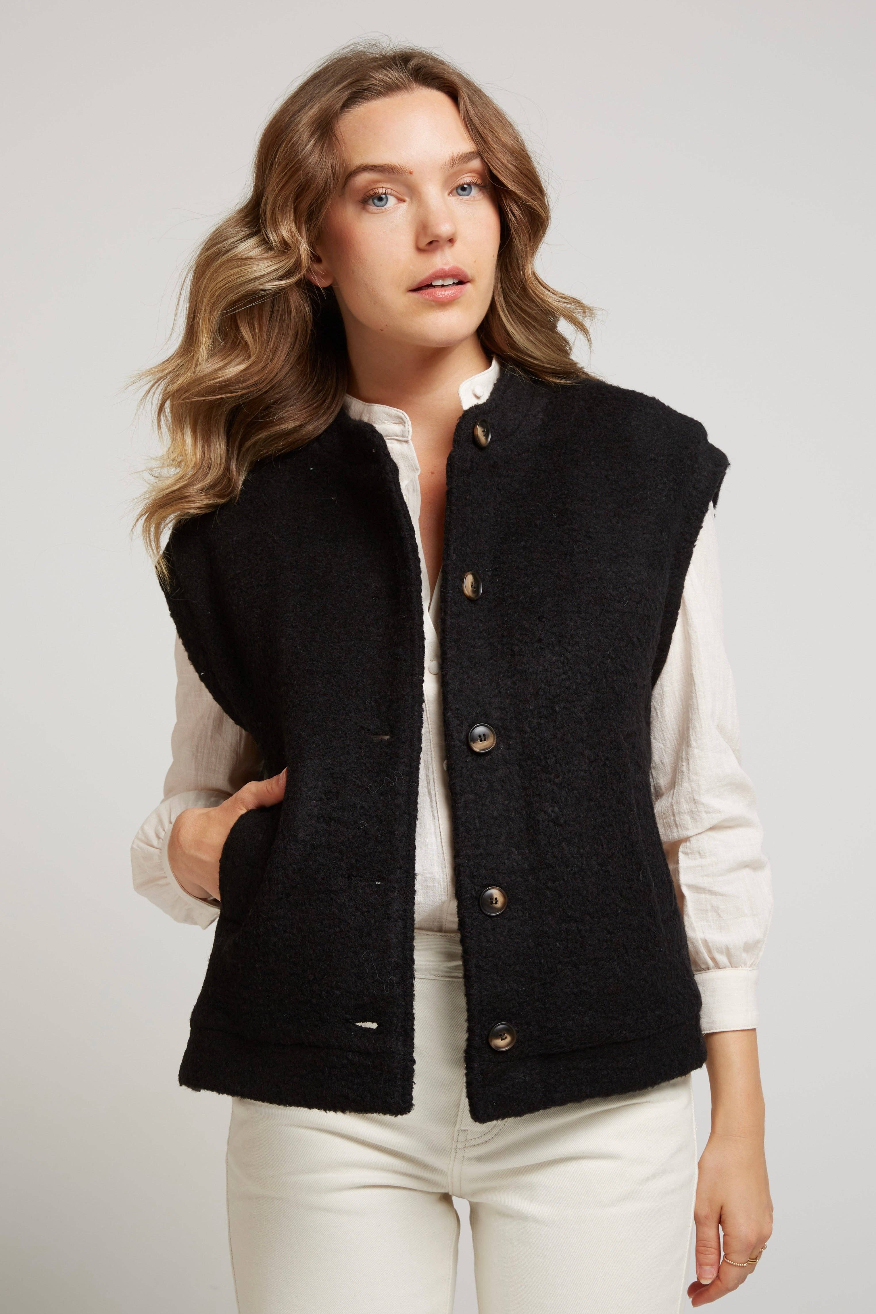 Andy & Lucy – Cardigan - Mulher por atacado – GANDALF - Colete sem mangas em lã bouclé4