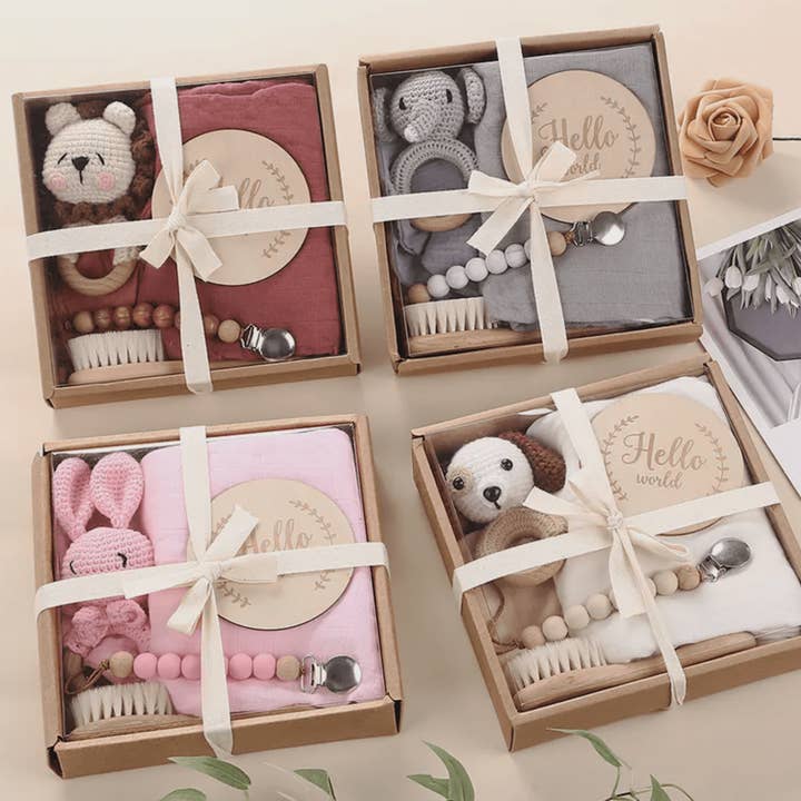 Giften Market - Wholesale New Mom Gift Box/Set - Welcome Baby Gift Box - Charming 6-Piece Set for Newborns