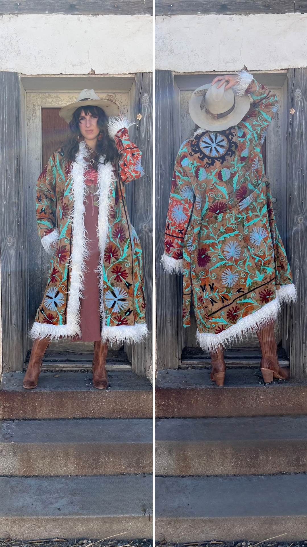 Wylder Trading Company - Wholesale Fur/Faux Fur Coat - Women's - Canyon Bloom Coat 027 (Long-Length) | Penny Lane Style Boho17