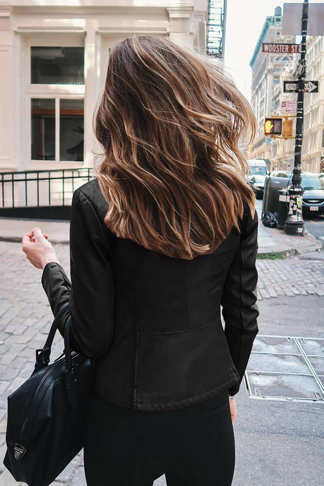 UNISHE - Wholesale Leather Jacket - Women's - PU Leather Zipper Short Jacket ZK3651