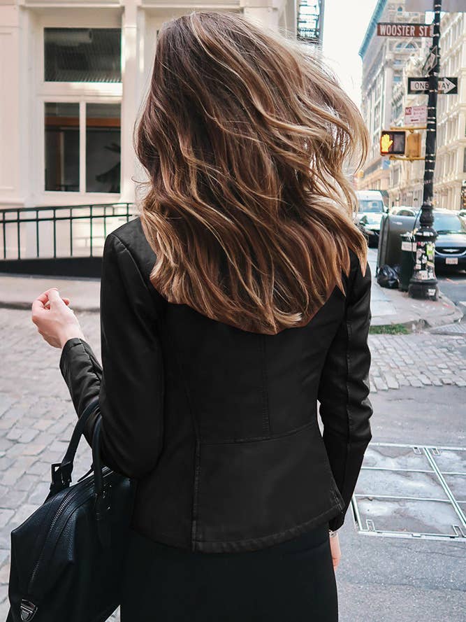 UNISHE – wholesale Leather jacket – Women′s – PU Leather Zipper Short Jacket ZK3651