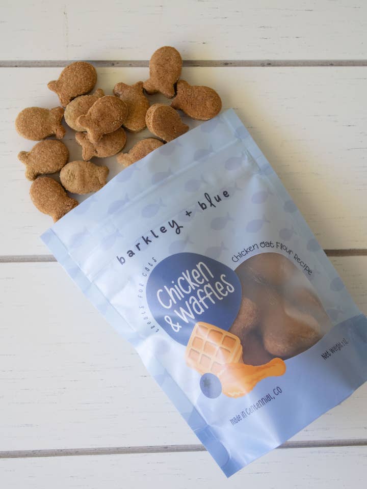 Chicken & Waffles Cat Treats - Cat Treat Biscuits for wholesale by Barkley & Blue