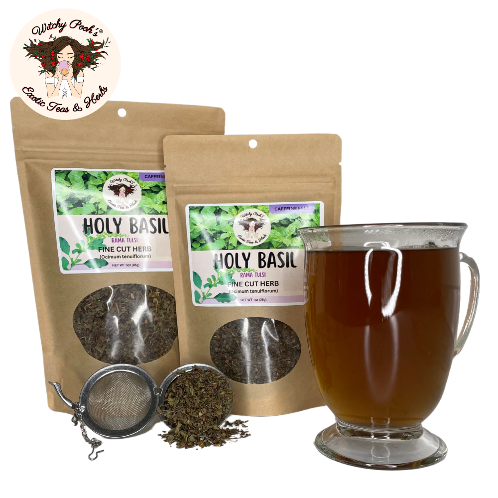 Witchy Pooh's Exotic Teas & Herbs - Venta al por mayor Tés a granel - Té de Albahaca Sagrada de Witchy Pooh - Rama Tulsi, Hoja Suelta12