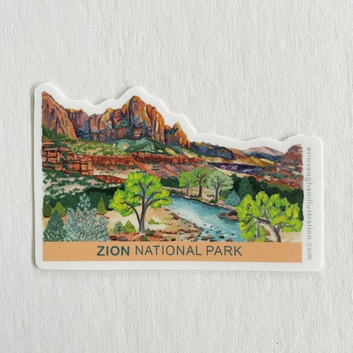Zion National Park Sticker for wholesale by Erin Vaughan Illustration