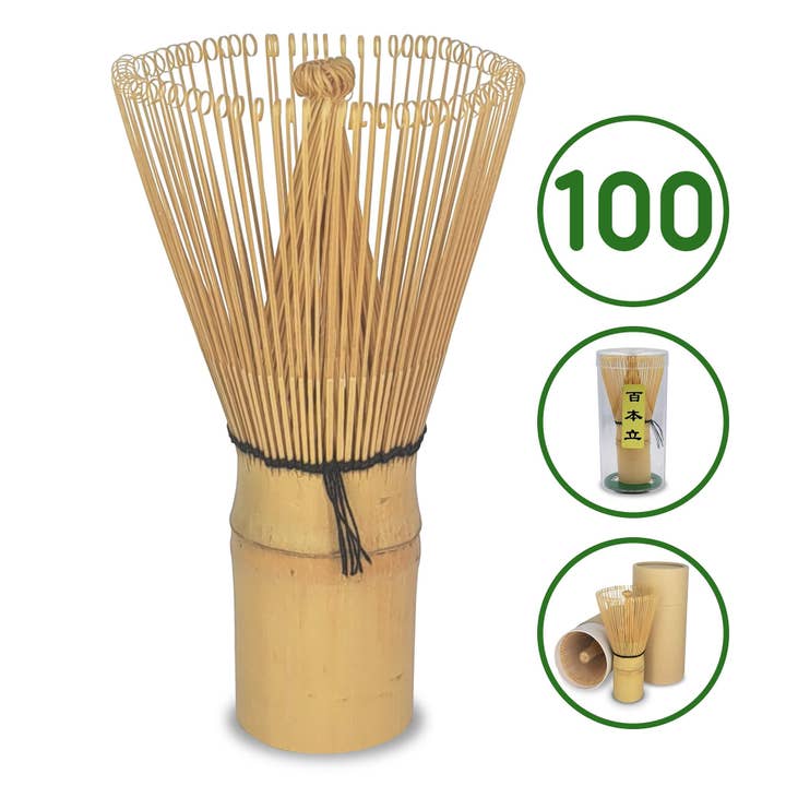 Matcha visp Chasen 100 borst bambu vit plast/papper för wholesale av Matcha Passion GmbH