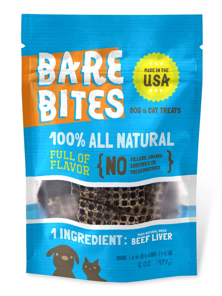 6 oz. Bare Bites Beef Liver Treats case of 12- Item# 64054 for wholesale by Bare Bites