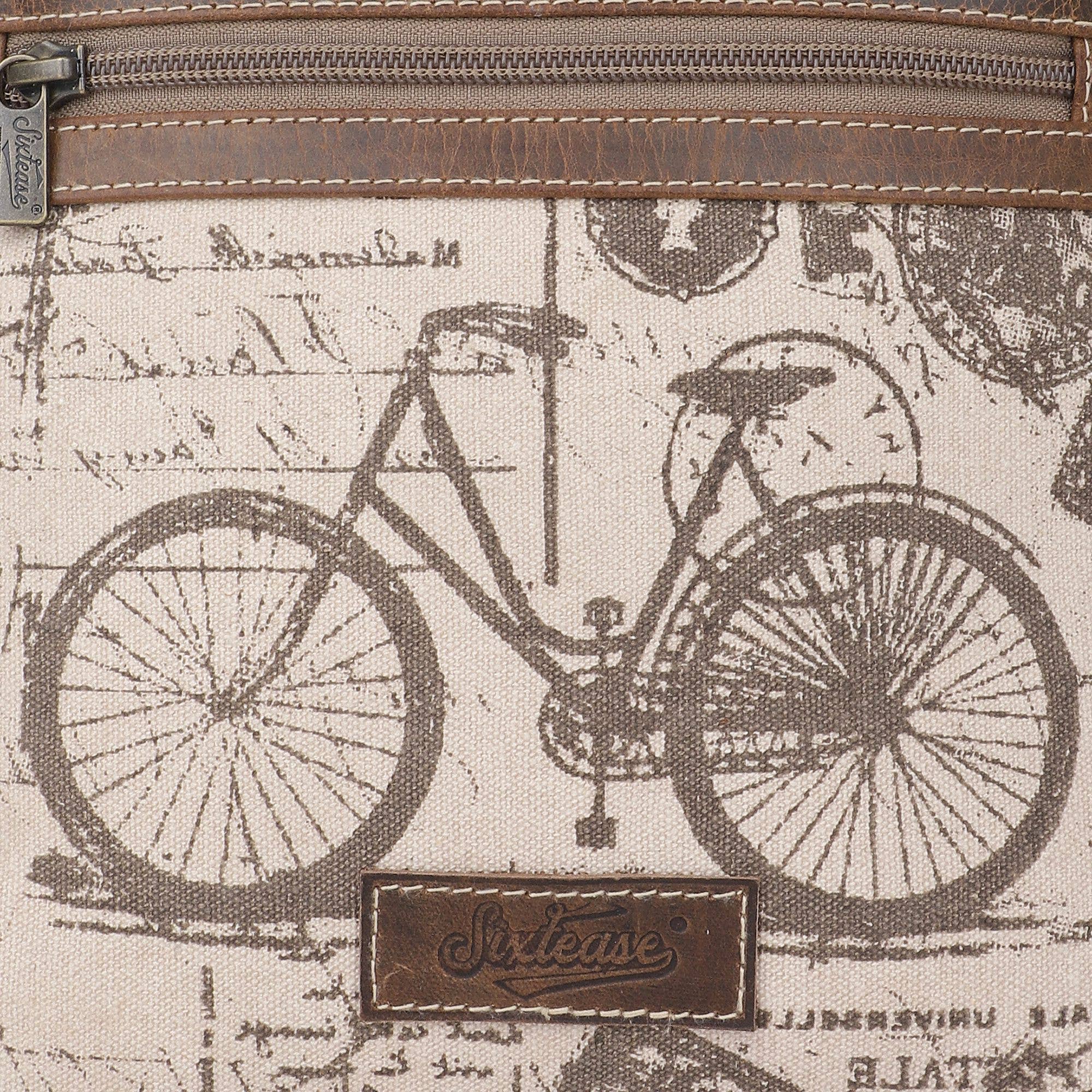 Sixtease Bags USA - Wholesale Crossbody Bag - Women's - Canvas & Leather Women's Crossbody Bag - Silver/Rosy Brown5