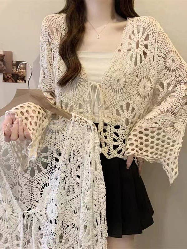 Hope & Sunshine - Wholesale Swim Cover Up - Women's - Bohemian Crochet Knit Cover-Up