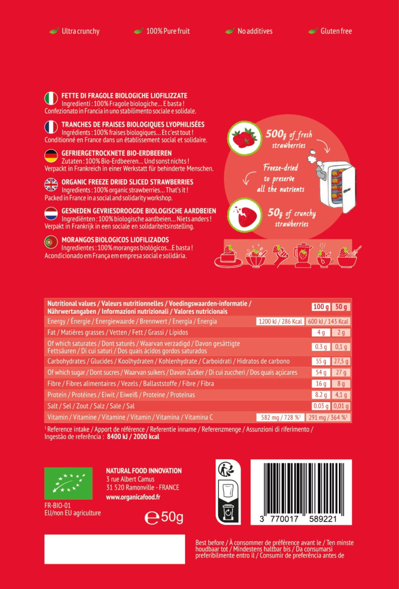 Organica - Wholesale Dried/Dehydrated Fruit - Organic Freeze-Dried Strawberries Family | Organica Food3