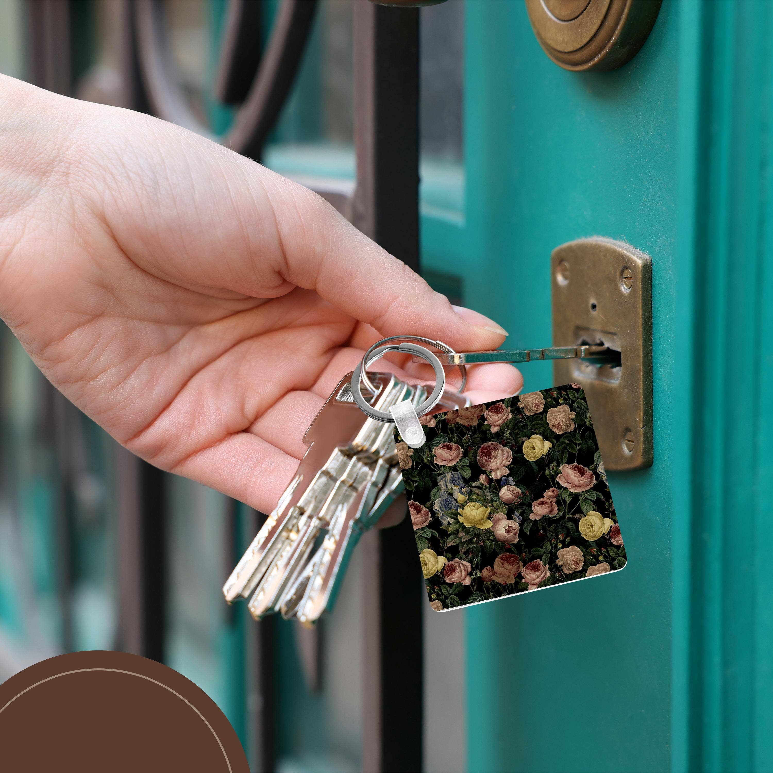 3dRose - Wholesale Keychain - Unisex - 3dRose, Victorian Luxury Vintage Black Rose Flower Watercolor Summer Pattern, Key Chain5