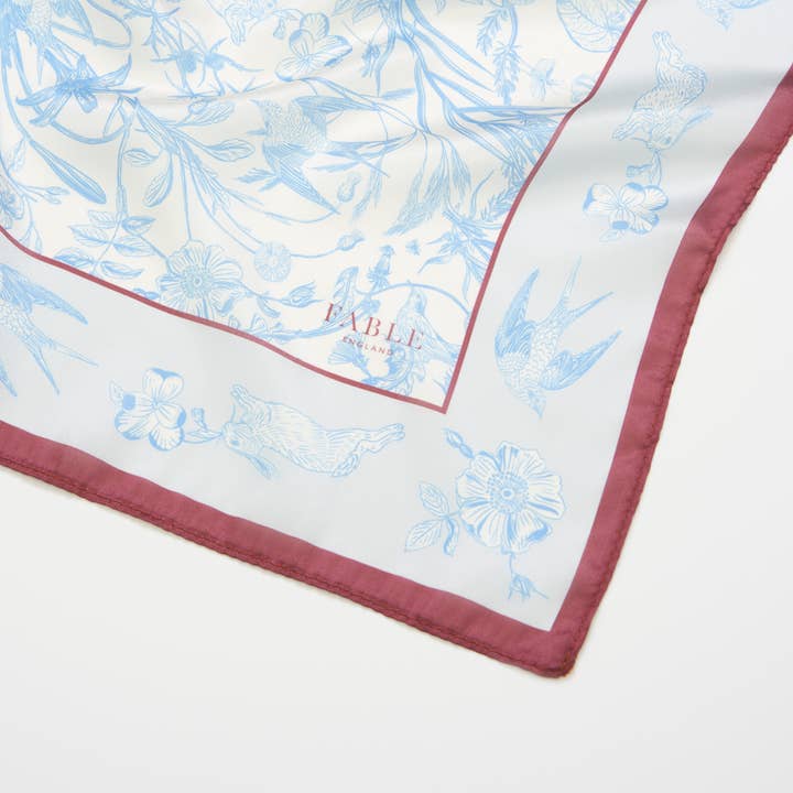 Fable England - Wholesale Scarf - Women's - FABLE Bunny Blues Blue Square Scarf3