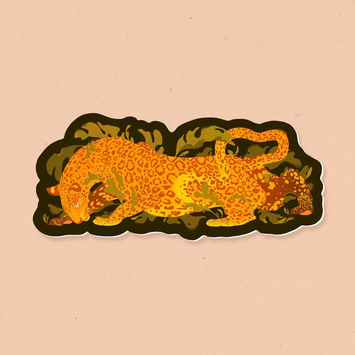 Waterdichte vinylsticker met luipaard voor wholesale door Samantha Mash Illustration