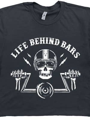 Shirtmandude Co - Wholesale Screen Printed T-Shirt - Unisex - Motorcycle Shirt Life Behind Bars Biker Harley Cool Graphic