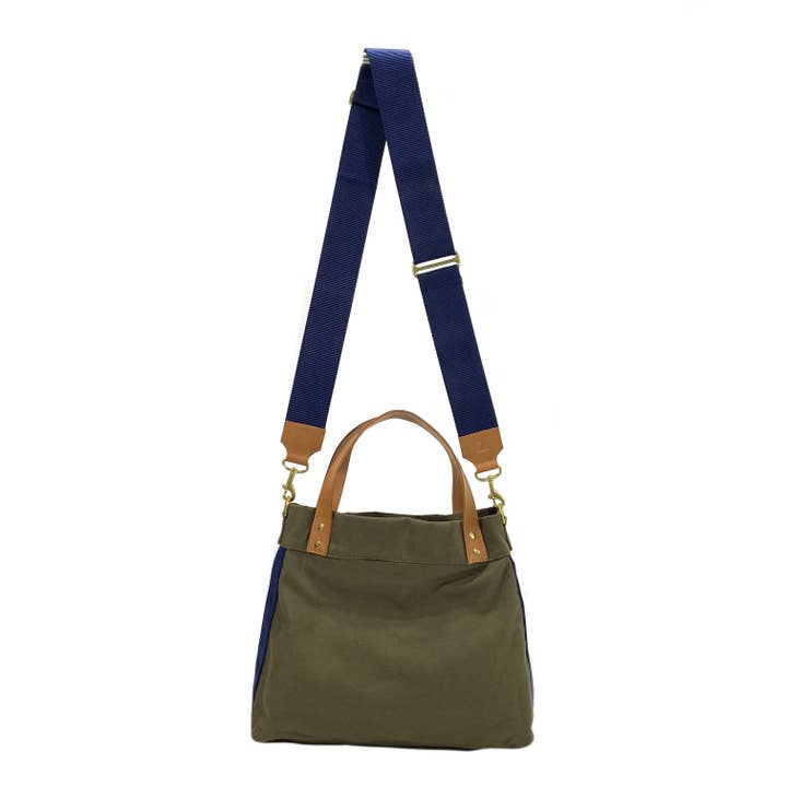 Gramercy Tote Green with hot pink/navy for wholesale on Faire