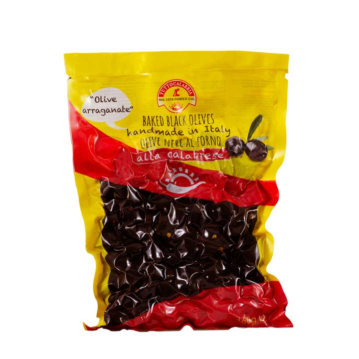 Baked black olives, ideal for picnics, pizza, appetizers for wholesale by TuttoCalabria