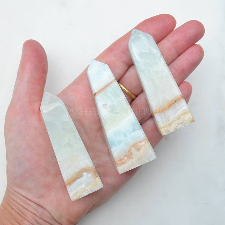 Set of Three Crystal Towers Caribbean Calcite for wholesale by The Essential Collection