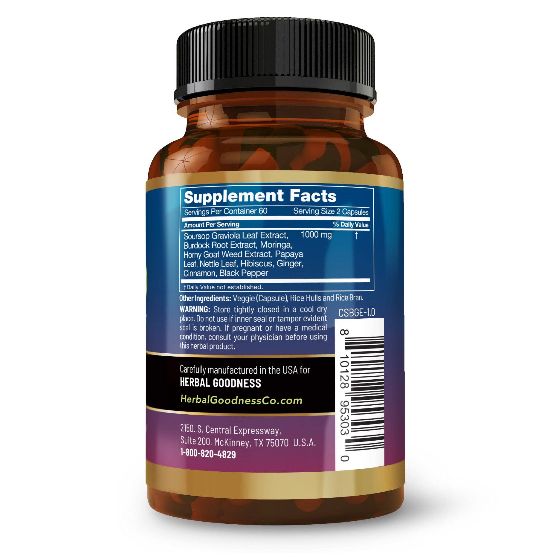 Herbal Goodness - Wholesale Oral Supplement/Vitamin - Soursop Bitters Graviola Extract_Capsules_120/1000mg2