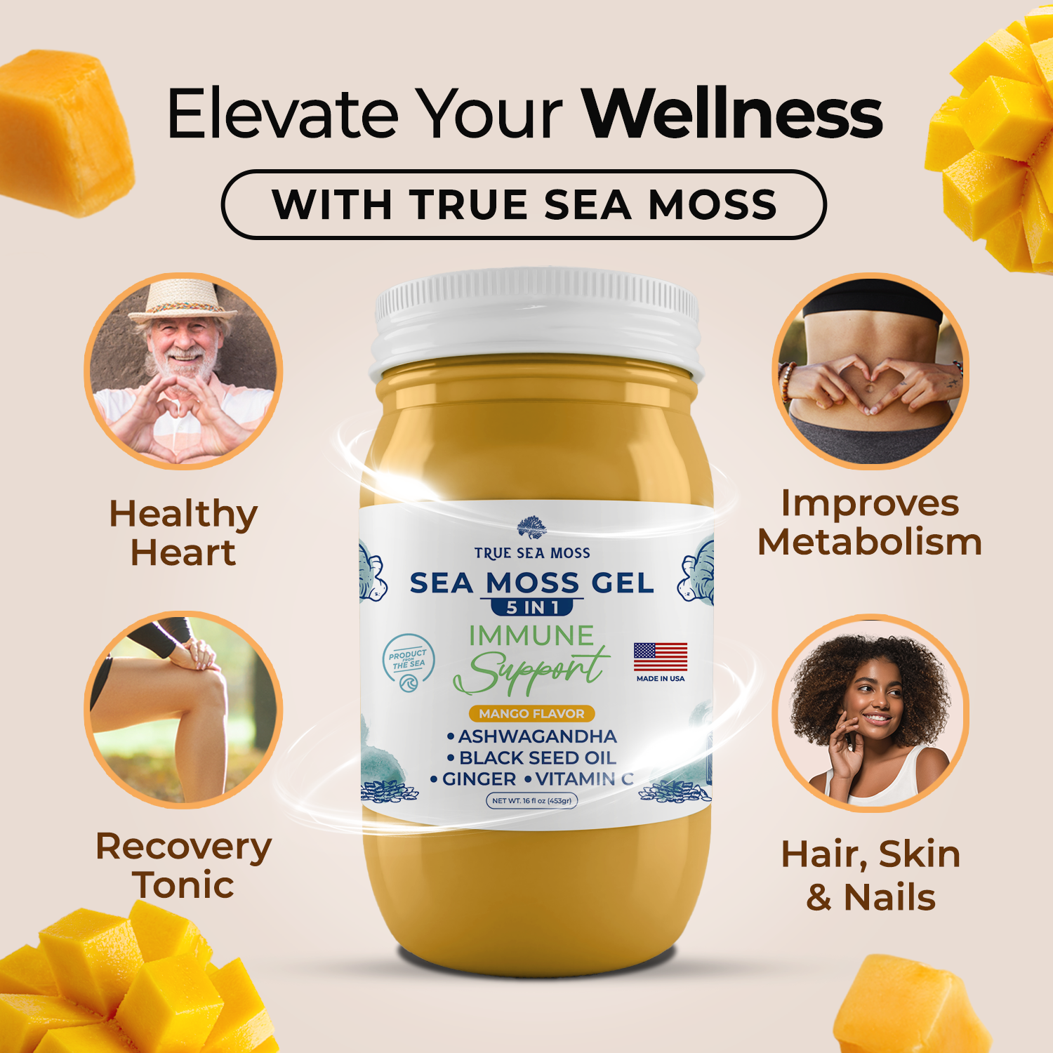 TrueSeaMoss - Wholesale Oral Supplement/Vitamin - 5in1 SEA MOSS GEL 5