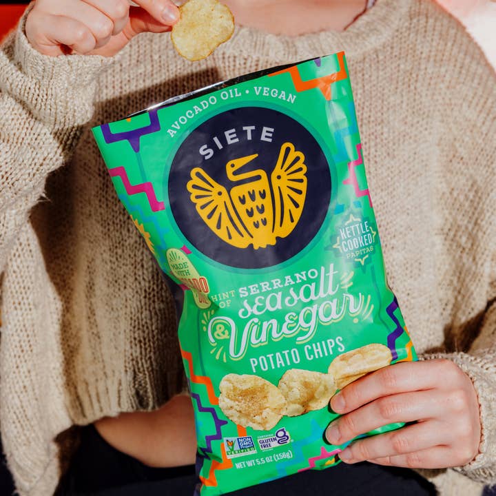 Siete Foods - Wholesale Chips - Sea Salt & Vinegar w/ Hint of Serrano Kettle Cooked Potato C