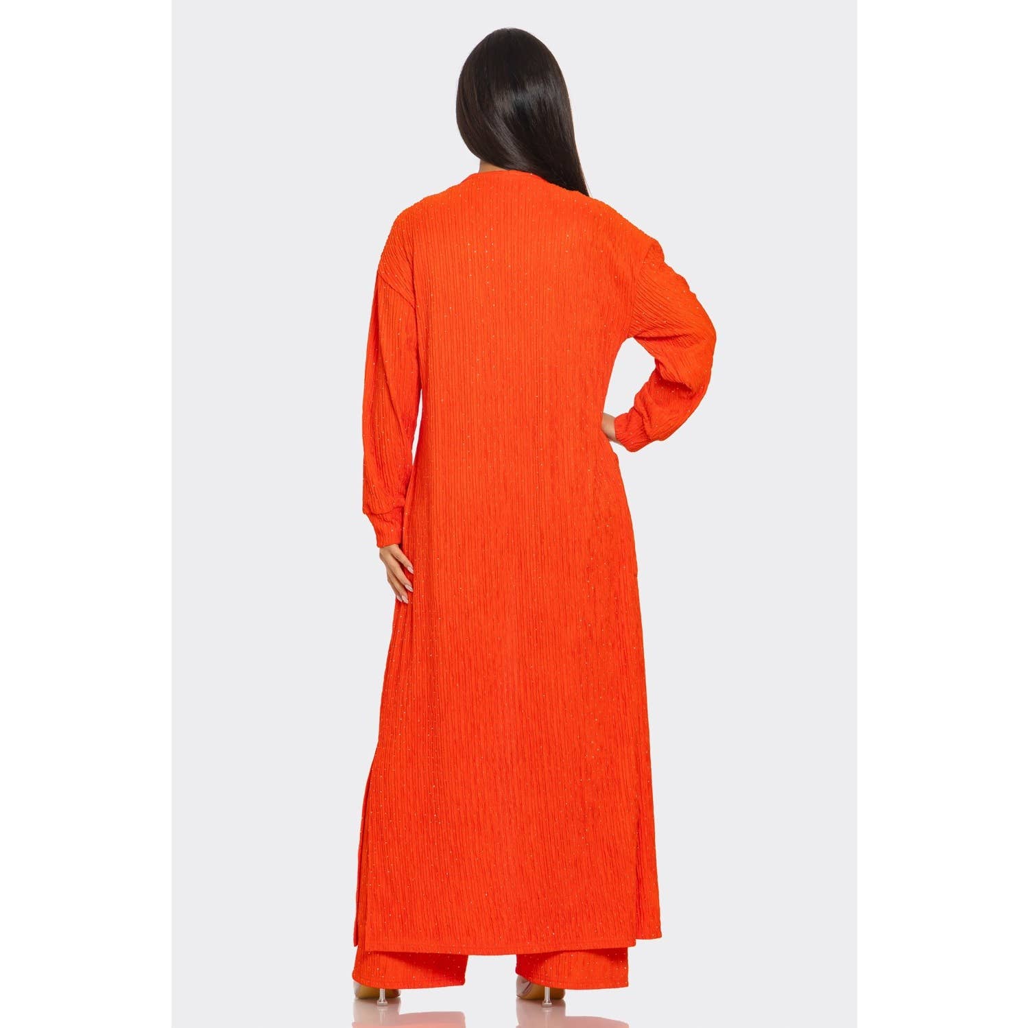 Esmeray Clothing - Vente Ensemble haut et pantalon (PAS d'intérieur) - Femme - ENSEMBLE 3 PIÈCES EN MAILLE ÉTINCELANTE LUXE1