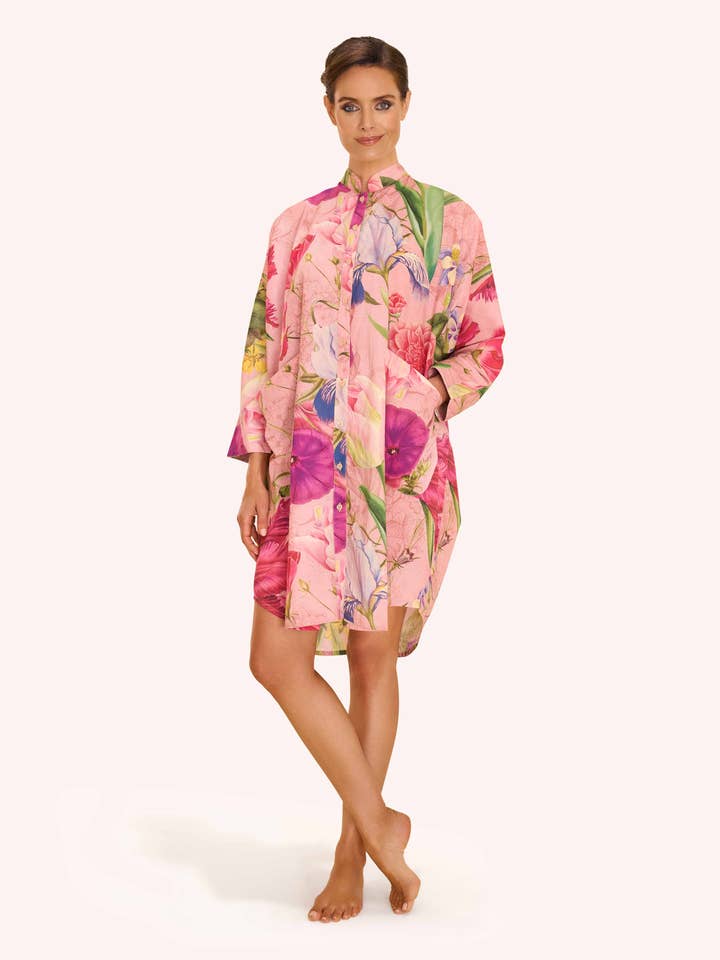 Pink Oversized Shirt Dress - Floral Study - Petal for wholesale on Faire