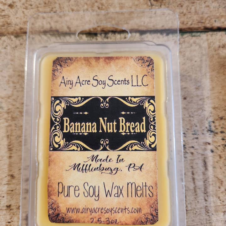 Banana Nut Bread Soy Wax Melt for wholesale by AIRY ACRE SOY SCENTS LLC