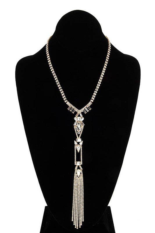 Gold ALIGNED CRYSTAL GEM ORNATE NECKLACE for wholesale on Faire0