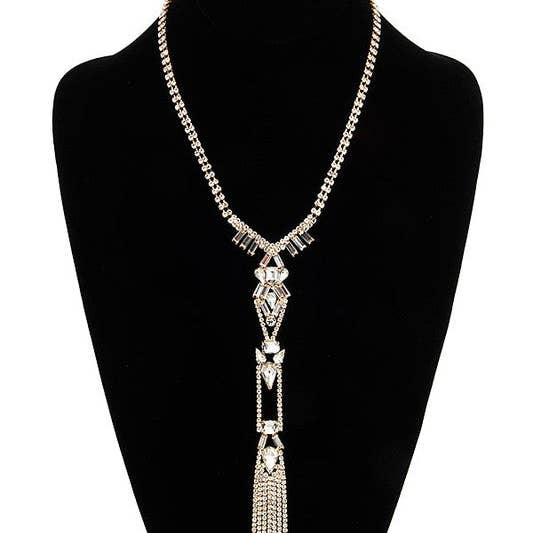 Gold ALIGNED CRYSTAL GEM ORNATE NECKLACE for wholesale on Faire